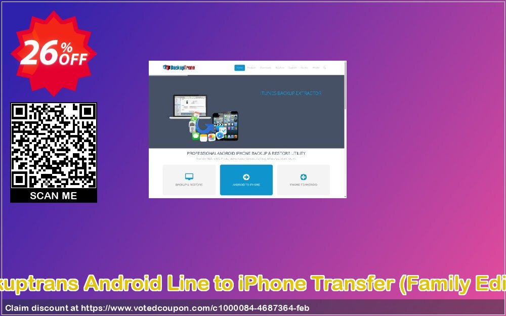 Backuptrans Android Line to iPhone Transfer, Family Edition  Coupon, discount Backuptrans Android Line to iPhone Transfer (Family Edition) awful promotions code 2024. Promotion: awful discounts code of Backuptrans Android Line to iPhone Transfer (Family Edition) 2024