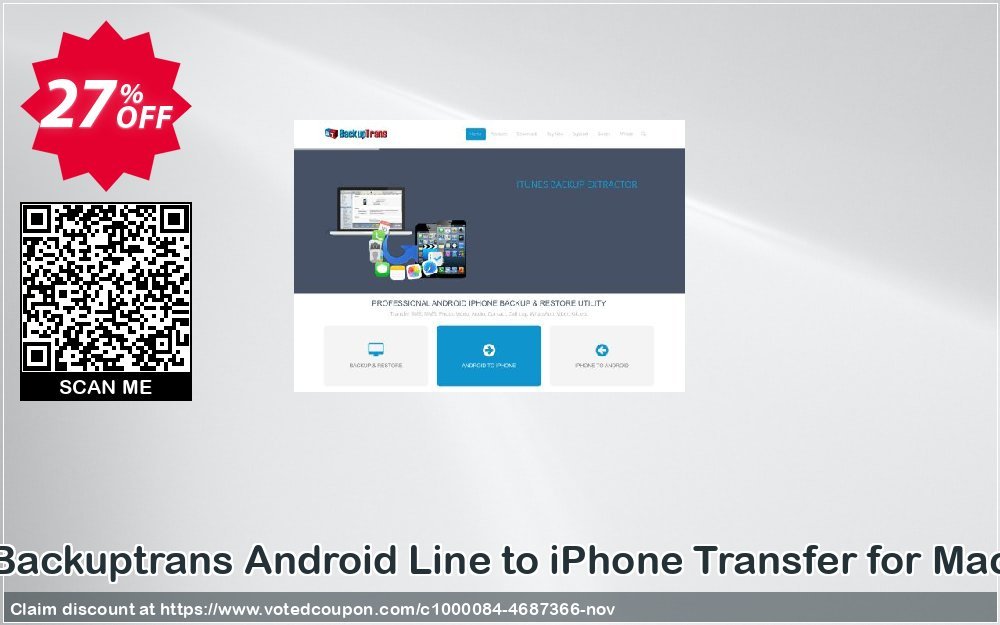 Backuptrans Android Line to iPhone Transfer for MAC Coupon, discount Backuptrans Android Line to iPhone Transfer for Mac (Personal Edition) super deals code 2023. Promotion: amazing sales code of Backuptrans Android Line to iPhone Transfer for Mac (Personal Edition) 2023