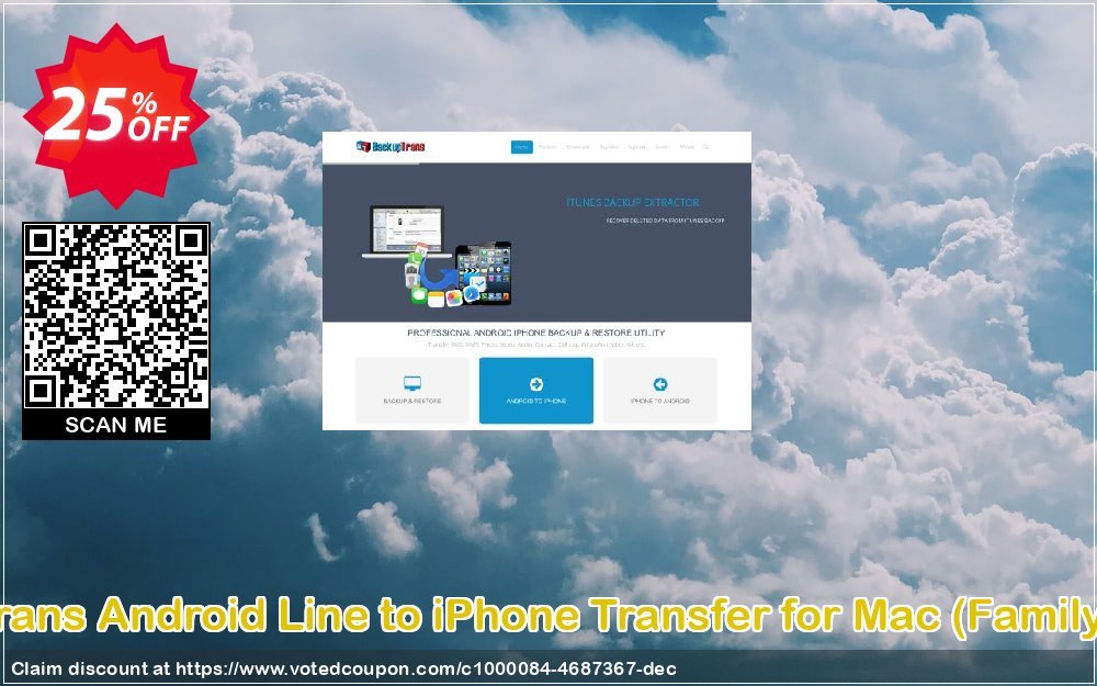 Backuptrans Android Line to iPhone Transfer for MAC, Family Edition  Coupon, discount Backuptrans Android Line to iPhone Transfer for Mac (Family Edition) best offer code 2024. Promotion: super deals code of Backuptrans Android Line to iPhone Transfer for Mac (Family Edition) 2024