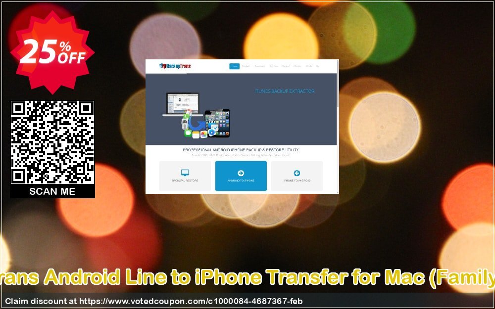 Backuptrans Android Line to iPhone Transfer for MAC, Family Edition  Coupon, discount Backuptrans Android Line to iPhone Transfer for Mac (Family Edition) best offer code 2024. Promotion: super deals code of Backuptrans Android Line to iPhone Transfer for Mac (Family Edition) 2024