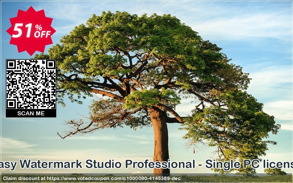 Easy Watermark Studio Professional - Single PC Plan Coupon, discount Super discount. Promotion: excellent discounts code of Easy Watermark Studio Professional - Single PC license 2024