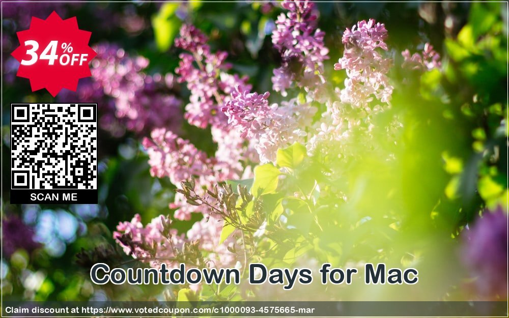 Countdown Days for MAC Coupon, discount Countdown Days for Mac stunning discounts code 2024. Promotion: stunning discounts code of Countdown Days for Mac 2024