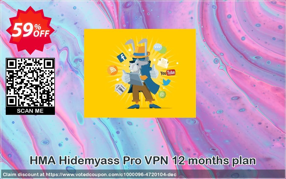 HMA Hidemyass Pro VPN 12 months plan Coupon, discount 12 Months Special amazing promotions code 2023. Promotion: amazing promotions code of 12 Months Special 2023
