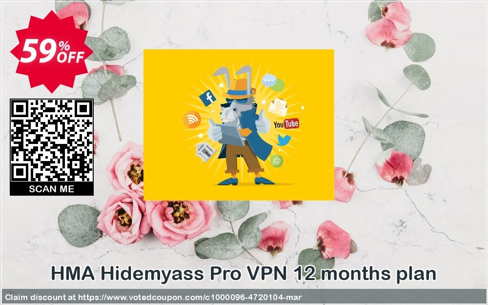 HMA Hidemyass Pro VPN 12 months plan Coupon Code Apr 2024, 59% OFF - VotedCoupon