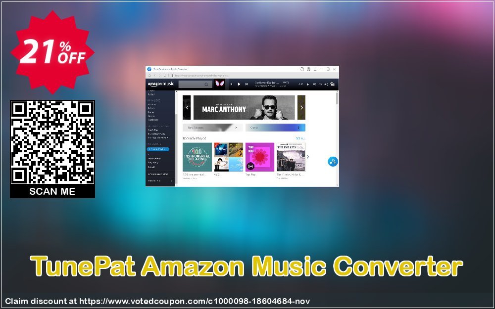 TunePat Amazon Music Converter Coupon, discount TunePat Amazon Music Converter for Windows excellent offer code 2023. Promotion: excellent offer code of TunePat Amazon Music Converter for Windows 2023