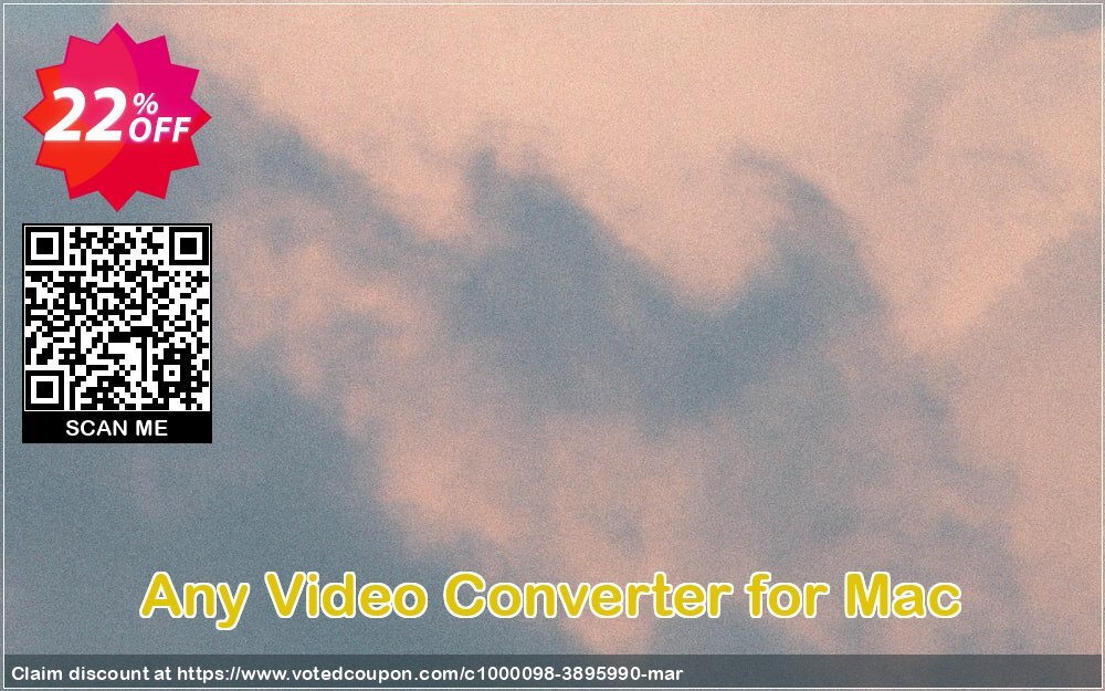 Any Video Converter for MAC Coupon, discount Any Video Converter for Mac wonderful offer code 2024. Promotion: wonderful offer code of Any Video Converter for Mac 2024