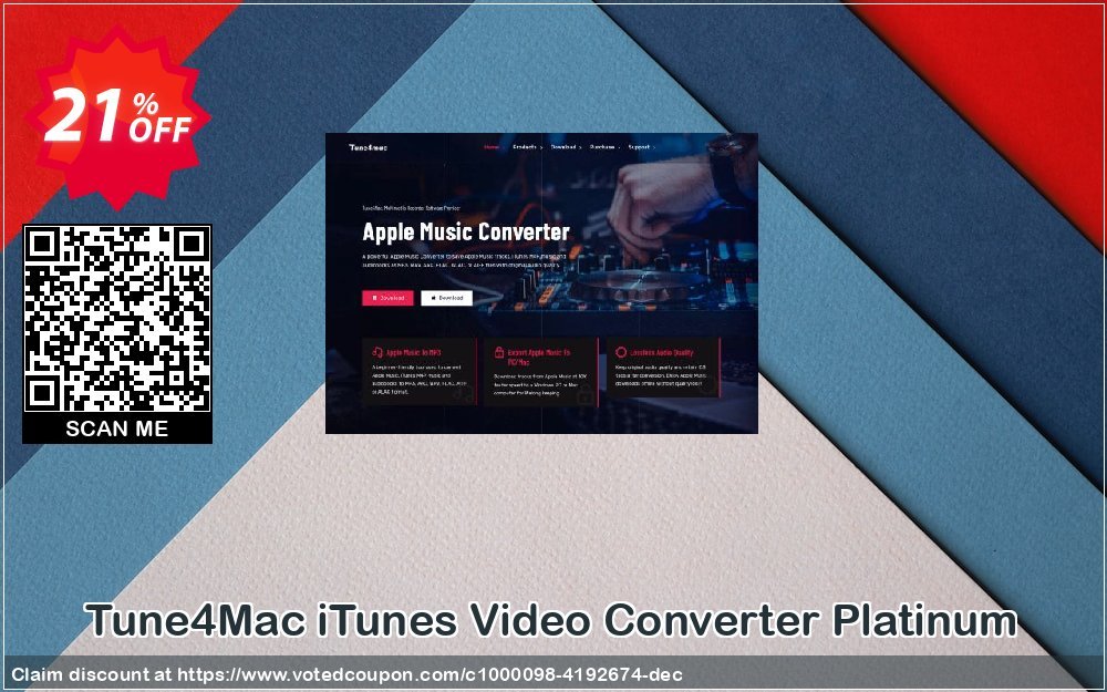 Tune4MAC iTunes Video Converter Platinum Coupon, discount Tune4Mac iTunes Video Converter Platinum formidable discounts code 2023. Promotion: formidable discounts code of Tune4Mac iTunes Video Converter Platinum 2023