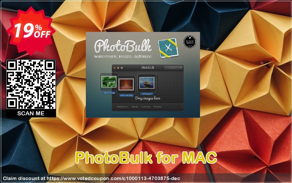 PhotoBulk for MAC Coupon, discount PhotoBulk marvelous promo code 2024. Promotion: marvelous promo code of PhotoBulk 2024