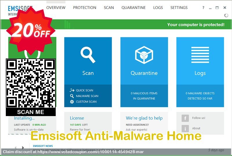 Emsisoft Anti-Malware Home Coupon, discount Emsisoft Anti-Malware Home Super discounts code 2024. Promotion: dreaded discounts code of Emsisoft Anti-Malware Home 2024