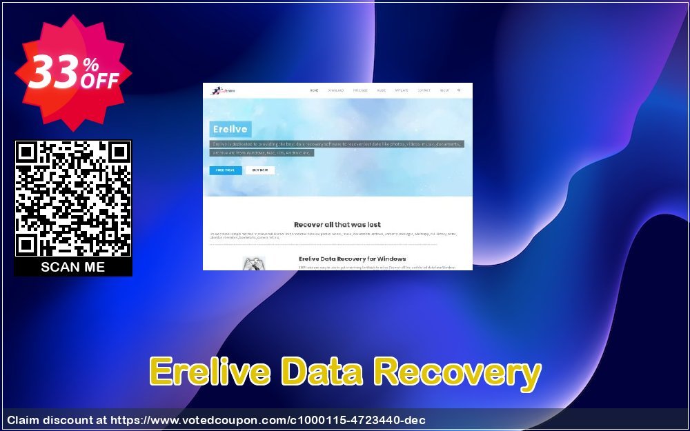 Erelive Data Recovery Coupon, discount 30% off. Promotion: staggering promo code of  Erelive Data Recovery for Windows 1 Year 2023