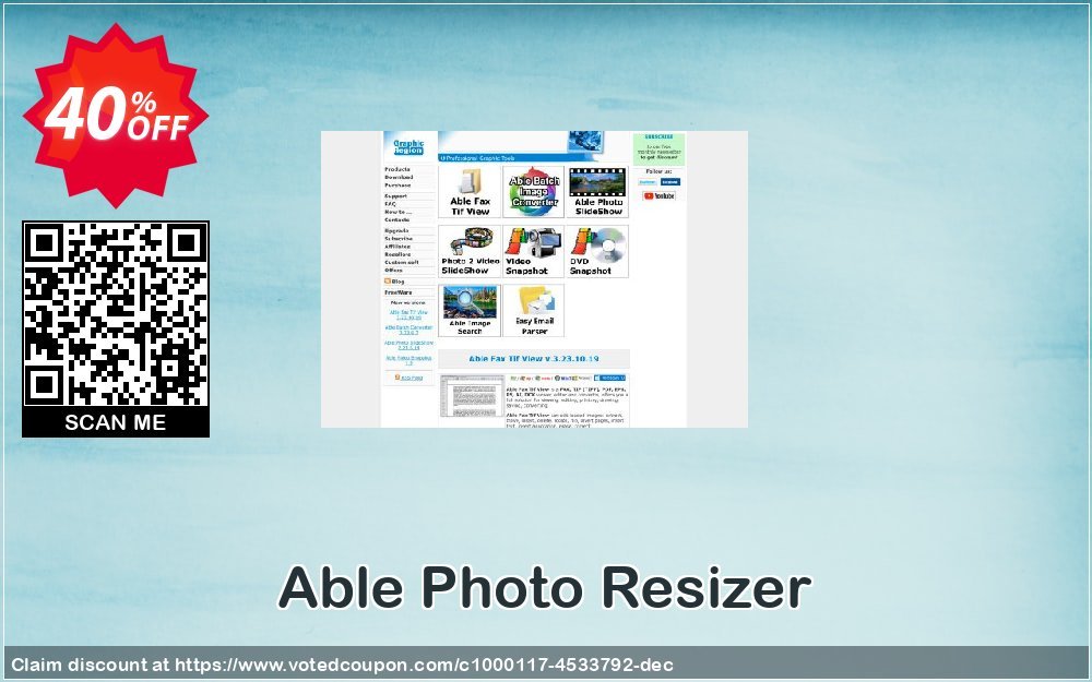 Able Photo Resizer Coupon, discount 40%. Promotion: awful sales code of Able Photo Resizer 2023