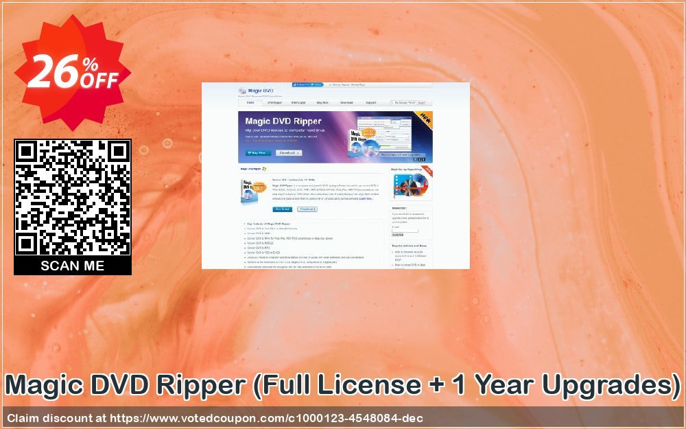 Magic DVD Ripper, Full Plan + Yearly Upgrades  Coupon, discount Promotion offer for MDR (FL+1). Promotion: awesome discounts code of Magic DVD Ripper (Full License+1 Year Upgrades) 2023
