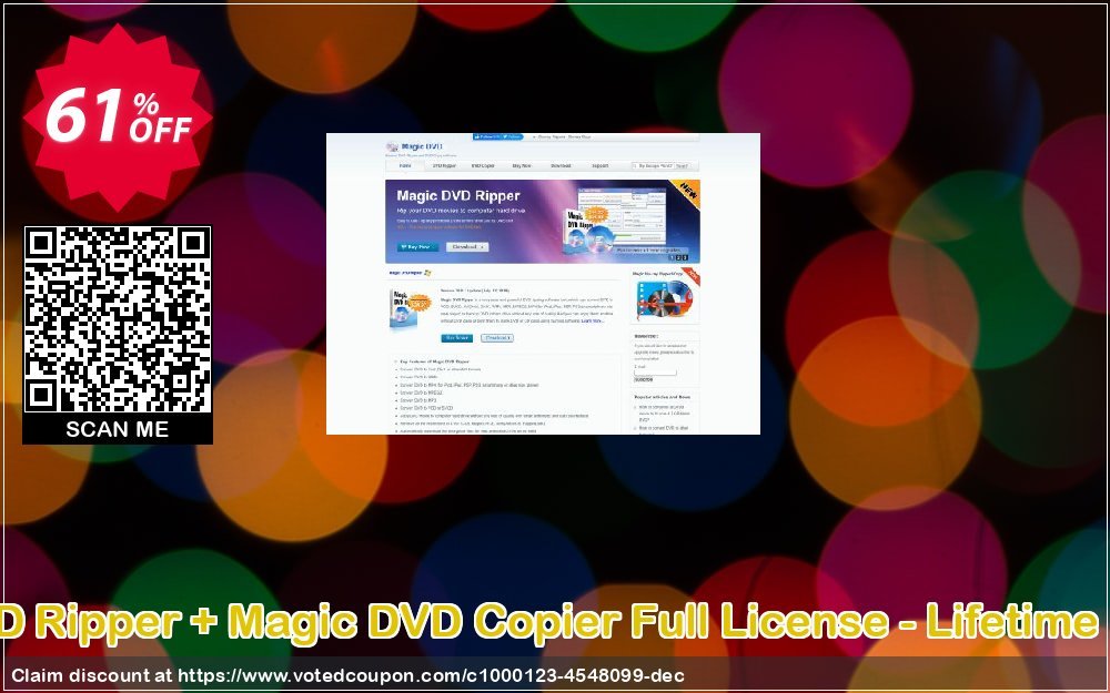 Magic DVD Ripper + Magic DVD Copier Full Plan - Lifetime Upgrades Coupon, discount Promotion offer for MDC+MDR(FL+lifetime). Promotion: awful promotions code of Magic DVD Ripper + DVD Copier (Full License + Lifetime Upgrades) 2023