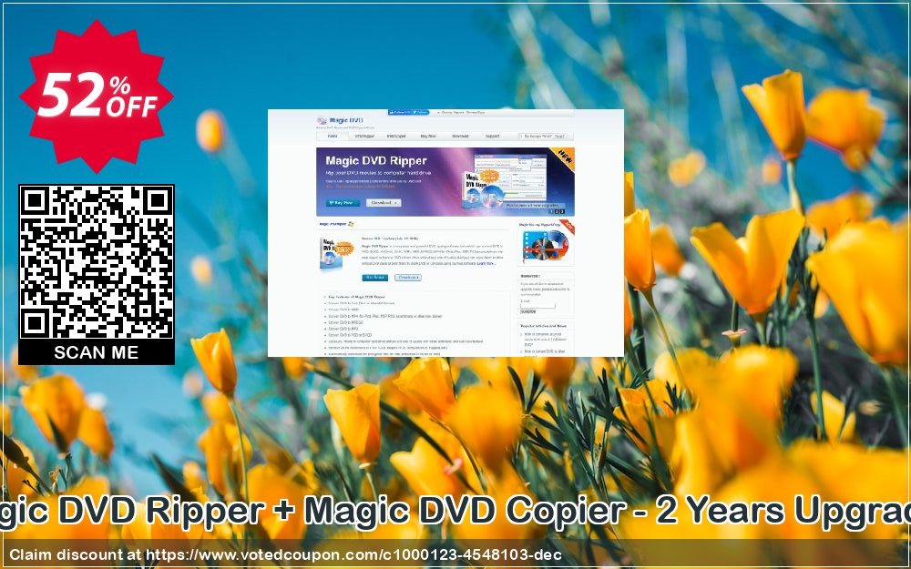 Magic DVD Ripper + Magic DVD Copier - 2 Years Upgrades Coupon, discount Promotion coupon for MDR+MDC(2upgrade). Promotion: big discount code of 2 Years Upgrades for Magic DVD Ripper + Copier 2023