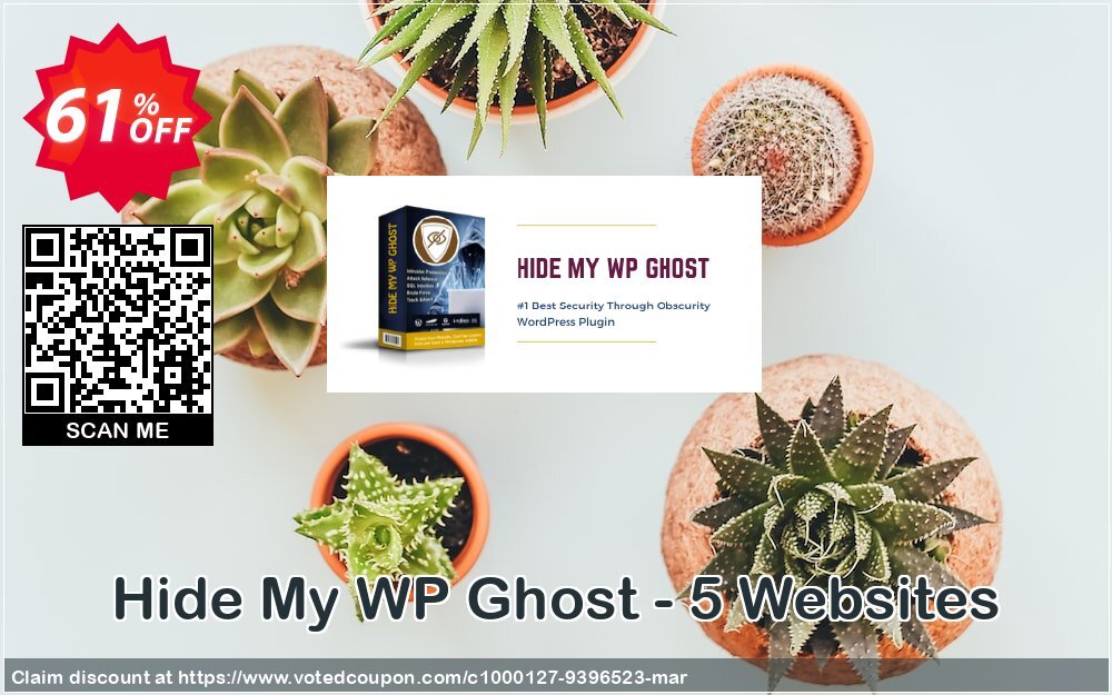 Hide My WP Ghost - 5 Websites Coupon, discount 60% Discount - 5 Websites. Promotion: amazing promotions code of Hide My WP Ghost - 5 Websites 2024