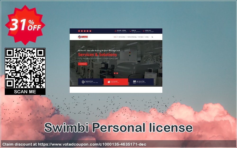 Swimbi Personal Plan Coupon, discount Personal license (1 domain) fearsome discounts code 2024. Promotion: fearsome discounts code of Personal license (1 domain) 2024
