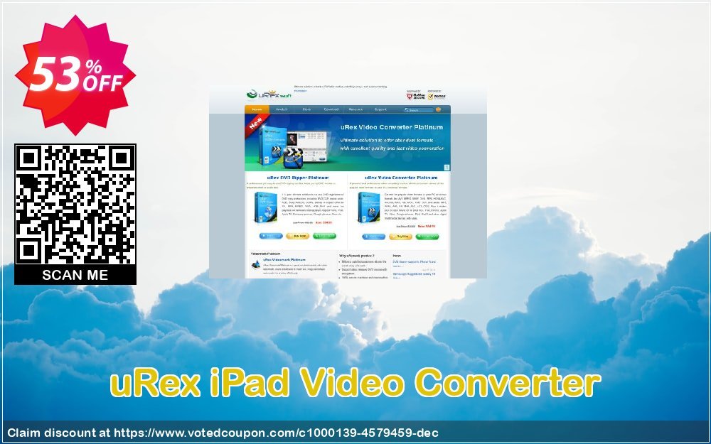 uRex iPad Video Converter Coupon, discount 50% Off. Promotion: stunning promotions code of uRex iPad Video Converter 2023