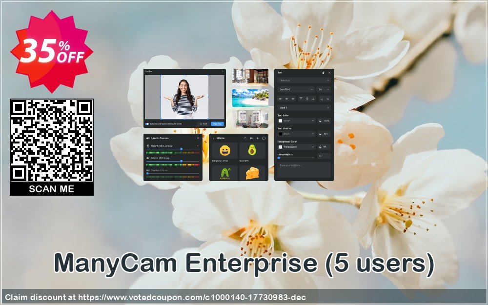ManyCam Enterprise, 5 users  Coupon, discount 35% OFF ManyCam Enterprise (5 users), verified. Promotion: Formidable promotions code of ManyCam Enterprise (5 users), tested & approved