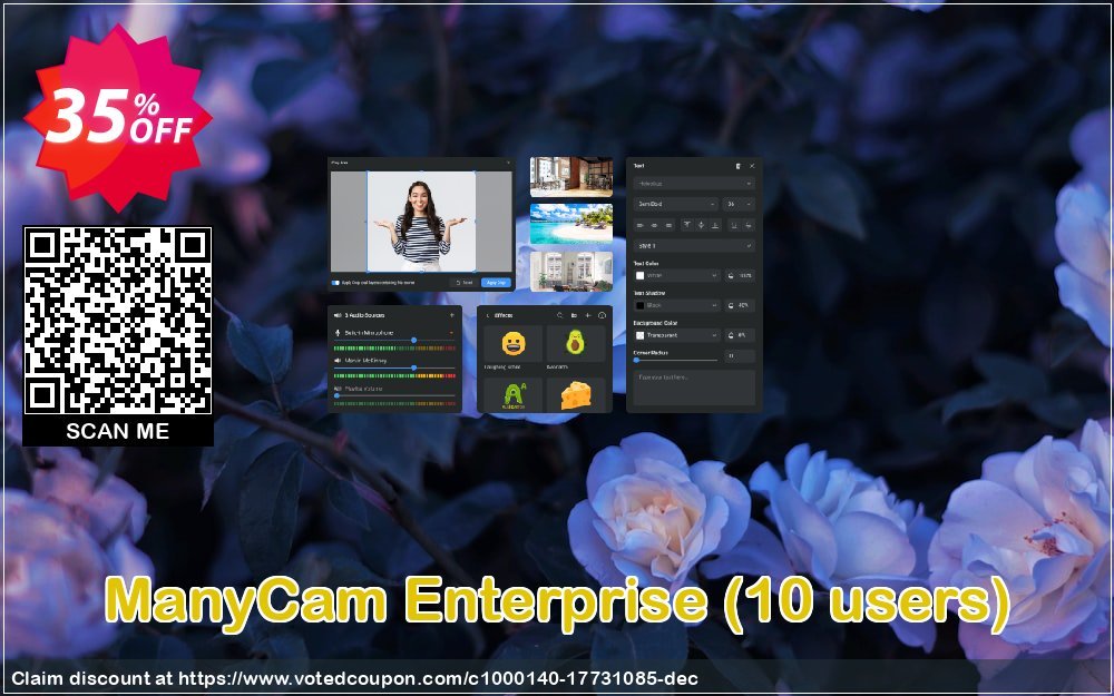 ManyCam Enterprise, 10 users  Coupon, discount 35% OFF ManyCam Enterprise (10 users), verified. Promotion: Formidable promotions code of ManyCam Enterprise (10 users), tested & approved