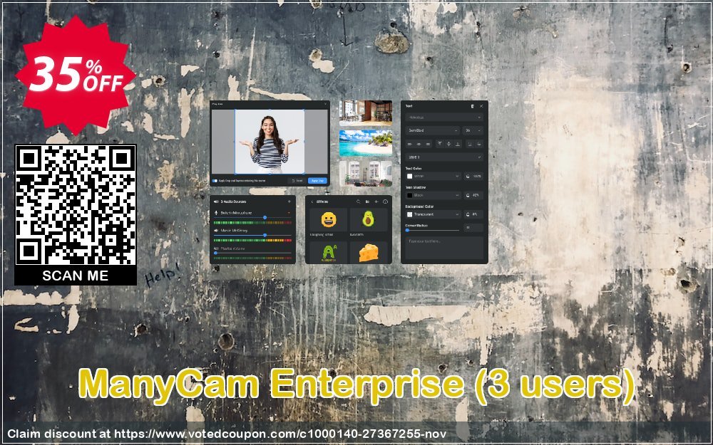 ManyCam Enterprise, 3 users  Coupon, discount 35% OFF ManyCam Enterprise (3 users), verified. Promotion: Formidable promotions code of ManyCam Enterprise (3 users), tested & approved