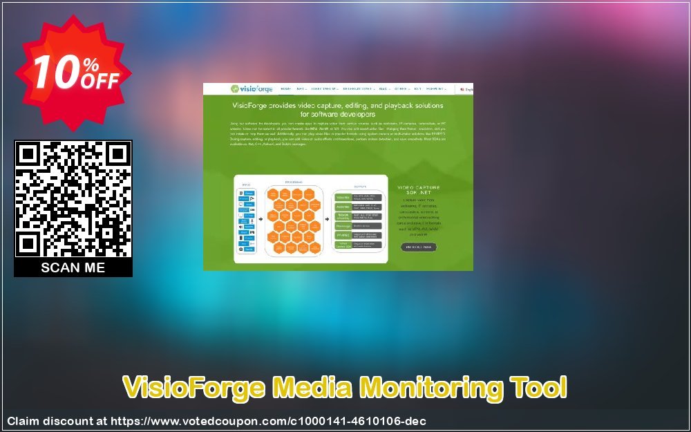 VisioForge Media Monitoring Tool Coupon, discount 10%. Promotion: awful sales code of VisioForge Media Monitoring Tool 2024