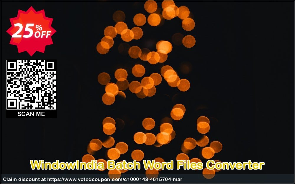 WindowIndia Batch Word Files Converter Coupon, discount Christmas OFF. Promotion: awesome discounts code of Batch Word Files Converter 2024