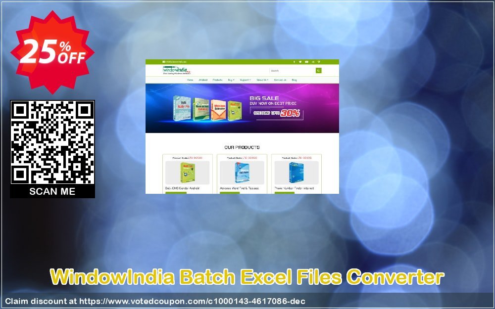 WindowIndia Batch Excel Files Converter Coupon, discount Christmas OFF. Promotion: amazing deals code of Batch Excel Files Converter 2024