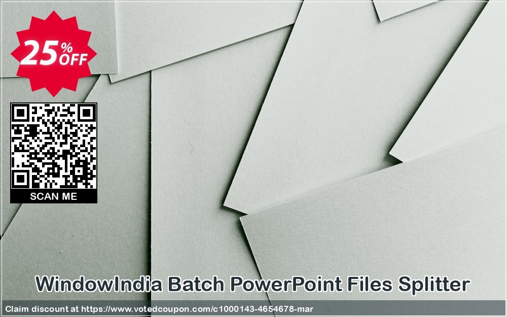 WindowIndia Batch PowerPoint Files Splitter Coupon, discount Christmas OFF. Promotion: marvelous discount code of Batch PowerPoint Files Splitter 2024