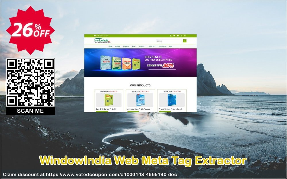 WindowIndia Web Meta Tag Extractor Coupon, discount Christmas OFF. Promotion: wondrous deals code of Web Meta Tag Extractor 2024