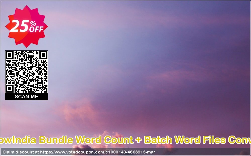 WindowIndia Bundle Word Count + Batch Word Files Converter Coupon, discount Christmas OFF. Promotion: marvelous offer code of Bundle Word Count + Batch Word Files Converter 2024