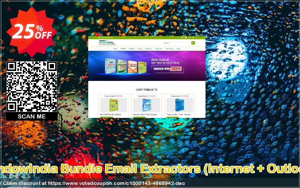 WindowIndia Bundle Email Extractors, Internet + Outlook  Coupon, discount Christmas OFF. Promotion: amazing deals code of Bundle Email Extractors (Internet + Outlook) 2024