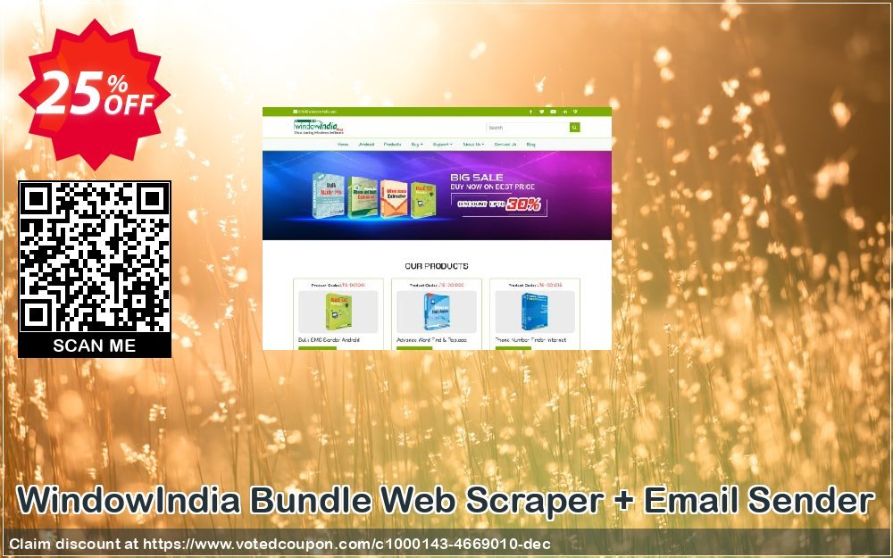 WindowIndia Bundle Web Scraper + Email Sender Coupon, discount Christmas OFF. Promotion: awful promotions code of Bundle Web Scraper + Email Sender 2024