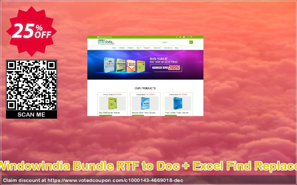 WindowIndia Bundle RTF to Doc + Excel Find Replace Coupon, discount Christmas OFF. Promotion: awesome sales code of Bundle RTF to Doc + Excel Find Replace 2024