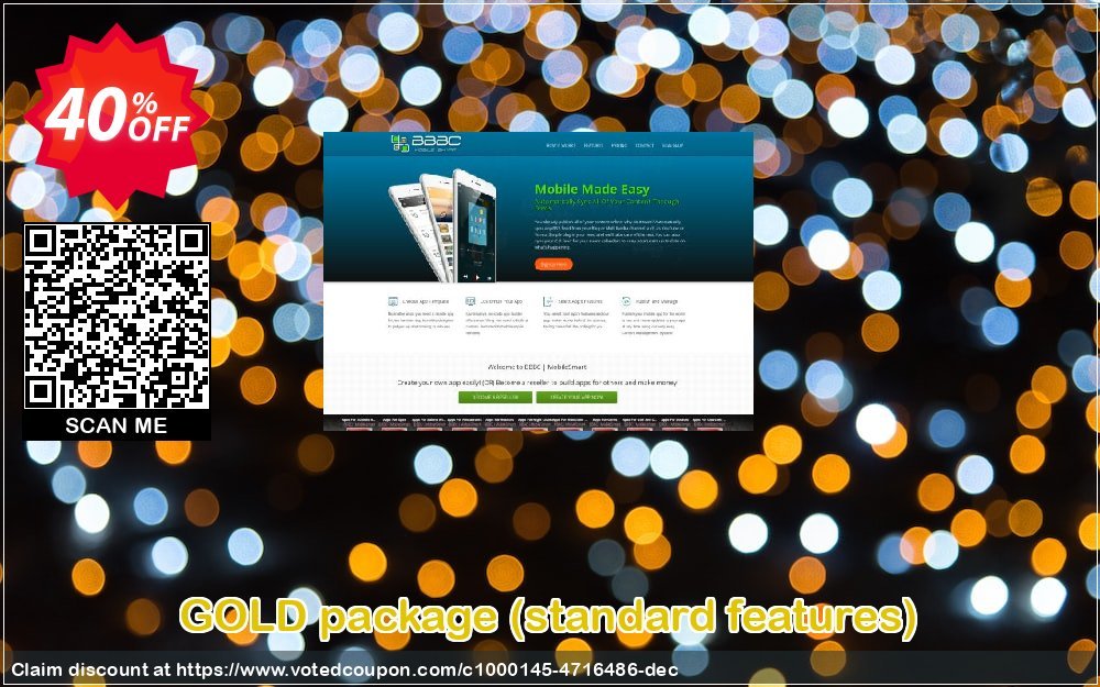 GOLD package, standard features  Coupon, discount 2. GOLD PACKAGE (D-I-Y ANDROID AND iOS APPS WITH STANDARD FEATURES) special discount code 2023. Promotion: big deals code of 2. GOLD PACKAGE (D-I-Y ANDROID AND iOS APPS WITH STANDARD FEATURES) 2023