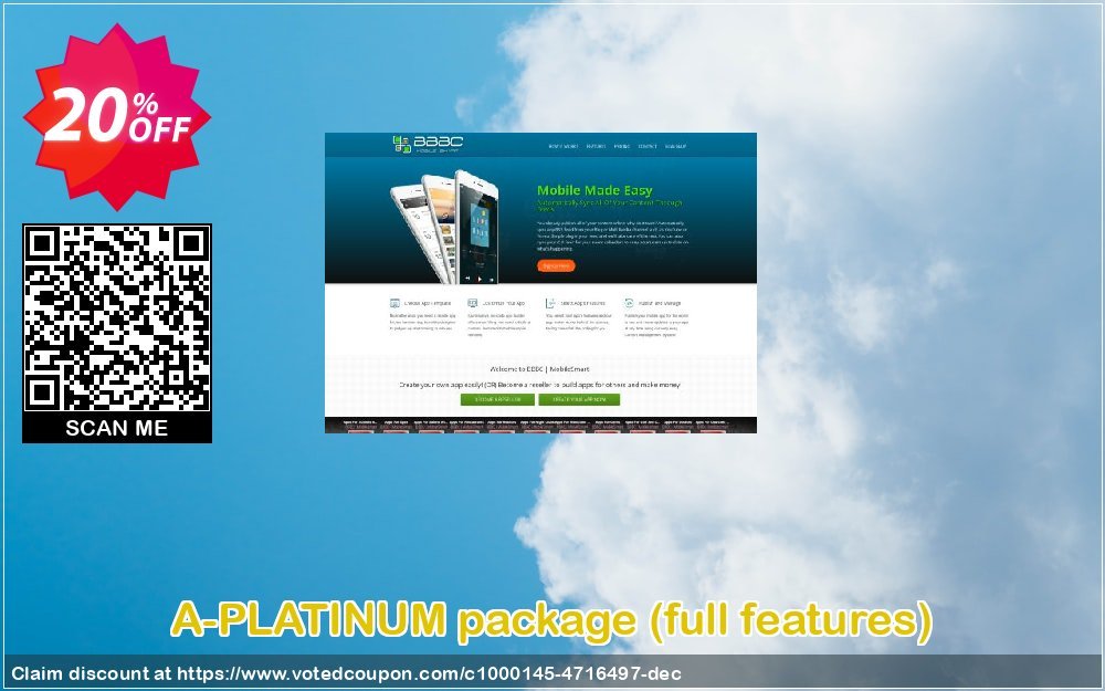 A-PLATINUM package, full features  Coupon, discount Only Offer!. Promotion: impressive discounts code of 4. A-PLATINUM PACKAGE (D-I-Y ANDROID APP WITH FULL FEATURES) 2023