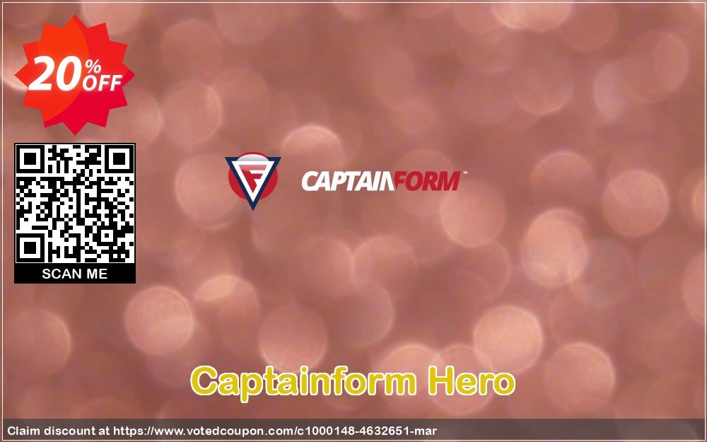 Captainform Hero Coupon, discount Special Partner Discount. Promotion: big discounts code of Hero 2024