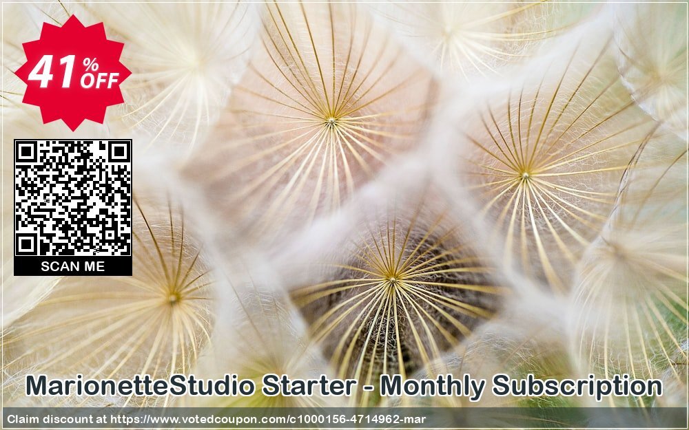 MarionetteStudio Starter - Monthly Subscription Coupon, discount Limited Time Discount. Promotion: wondrous discount code of MarionetteStudio Starter - Monthly Subscription 2024