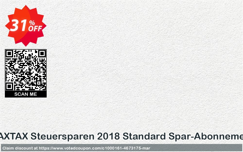 MAXTAX Steuersparen 2018 Standard Spar-Abonnement Coupon Code Apr 2024, 31% OFF - VotedCoupon