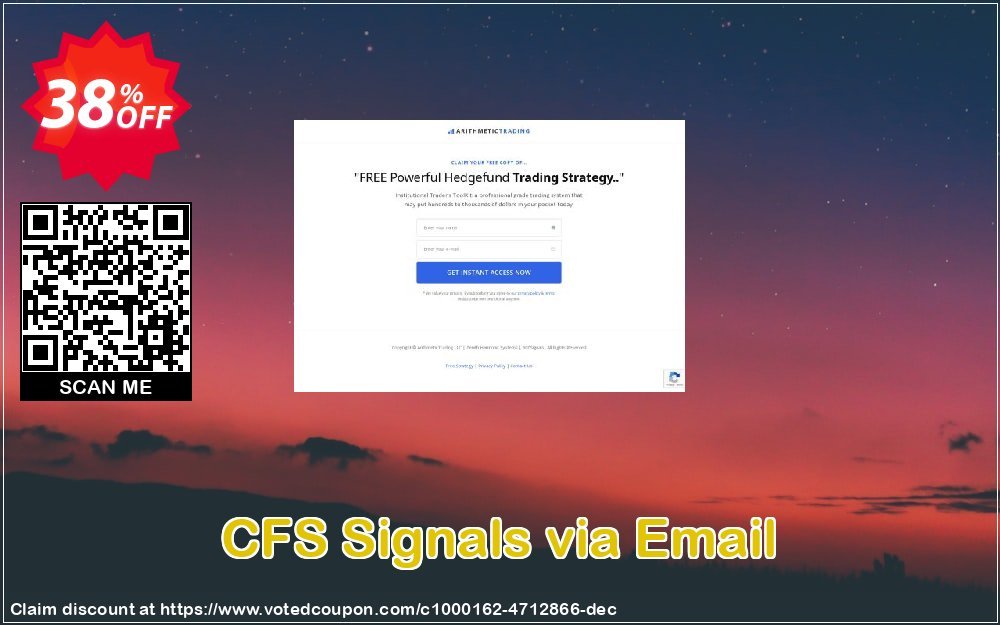 CFS Signals via Email Coupon, discount CFS Signals via Email dreaded sales code 2023. Promotion: dreaded sales code of CFS Signals via Email 2023
