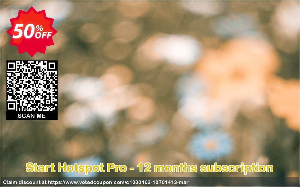 Start Hotspot Pro - 12 months subscription Coupon, discount Special Discount. Promotion: stunning promotions code of Start Hotspot Pro - 12 months subscription 2024