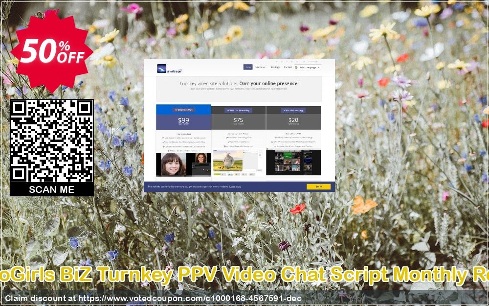 VideoGirls BiZ Turnkey PPV Video Chat Script Monthly Rental Coupon, discount Give Me Five 5% Discount. Promotion: stunning discount code of VideoGirls BiZ Turnkey PPV Video Chat Script Monthly Rental 2023