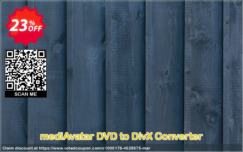 mediAvatar DVD to DivX Converter Coupon, discount mediAvatar DVD to DivX Converter stirring promo code 2024. Promotion: stirring promo code of mediAvatar DVD to DivX Converter 2024