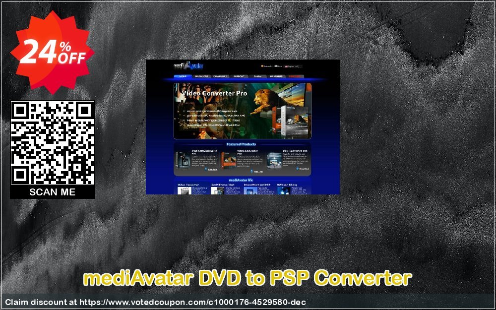 mediAvatar DVD to PSP Converter Coupon, discount mediAvatar DVD to PSP Converter excellent offer code 2024. Promotion: excellent offer code of mediAvatar DVD to PSP Converter 2024