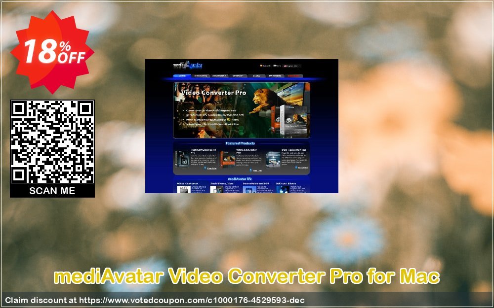 mediAvatar Video Converter Pro for MAC Coupon, discount Video Converter for Mac/PC $10 OFF. Promotion: wonderful deals code of mediAvatar Video Converter Pro for Mac 2024
