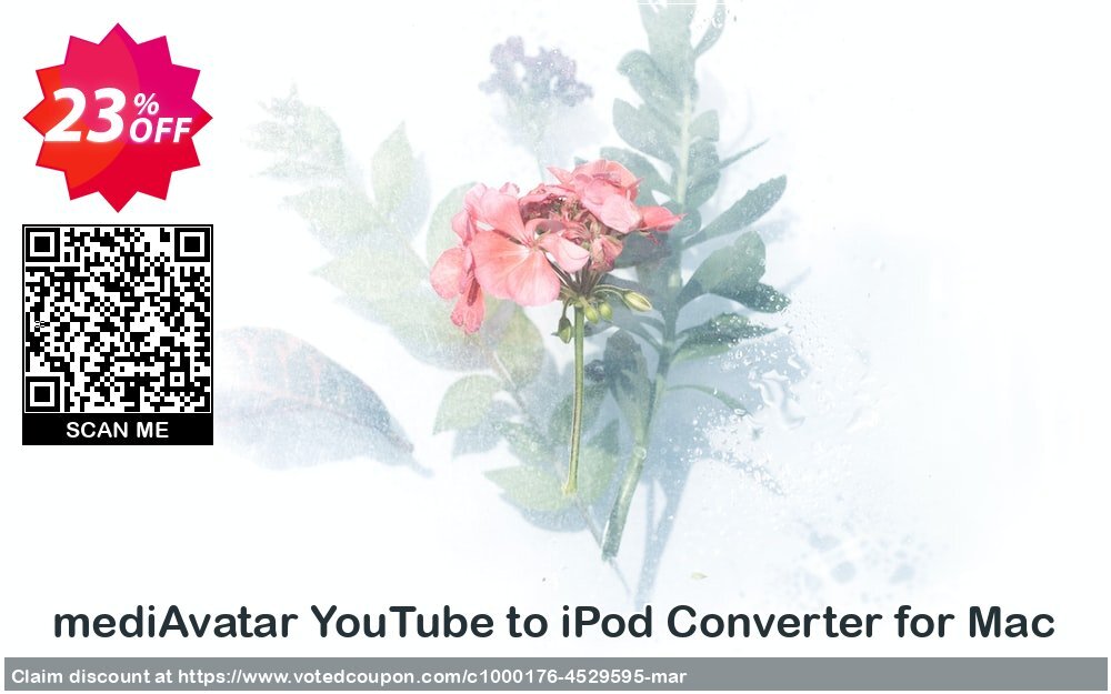 mediAvatar YouTube to iPod Converter for MAC Coupon, discount mediAvatar YouTube to iPod Converter for Mac stunning discount code 2024. Promotion: stunning discount code of mediAvatar YouTube to iPod Converter for Mac 2024