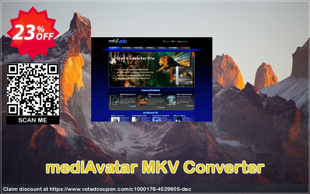 mediAvatar MKV Converter Coupon, discount mediAvatar MKV Converter wondrous promotions code 2024. Promotion: wondrous promotions code of mediAvatar MKV Converter 2024