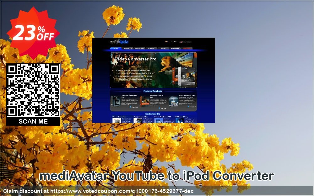 mediAvatar YouTube to iPod Converter Coupon, discount mediAvatar YouTube to iPod Converter amazing deals code 2024. Promotion: amazing deals code of mediAvatar YouTube to iPod Converter 2024