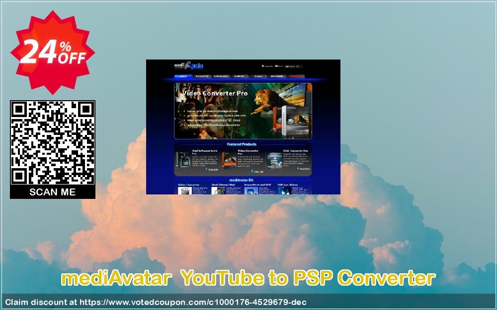 mediAvatar  YouTube to PSP Converter Coupon, discount mediAvatar  YouTube to PSP Converter best discount code 2024. Promotion: best discount code of mediAvatar  YouTube to PSP Converter 2024