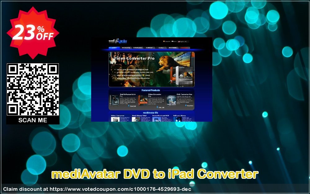 mediAvatar DVD to iPad Converter Coupon, discount mediAvatar DVD to iPad Converter fearsome discount code 2024. Promotion: fearsome discount code of mediAvatar DVD to iPad Converter 2024