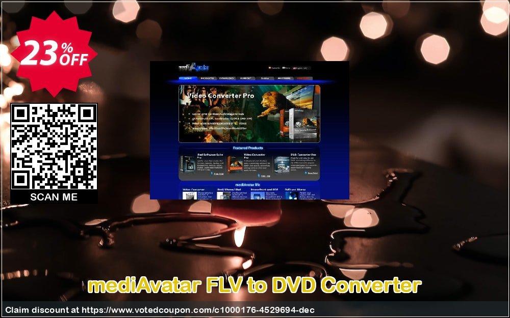 mediAvatar FLV to DVD Converter Coupon, discount mediAvatar FLV to DVD Converter dreaded promo code 2024. Promotion: dreaded promo code of mediAvatar FLV to DVD Converter 2024